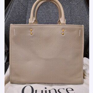 QUINCE Italian Leather Medium Convertible Satchel size 30/31 bag Taupe